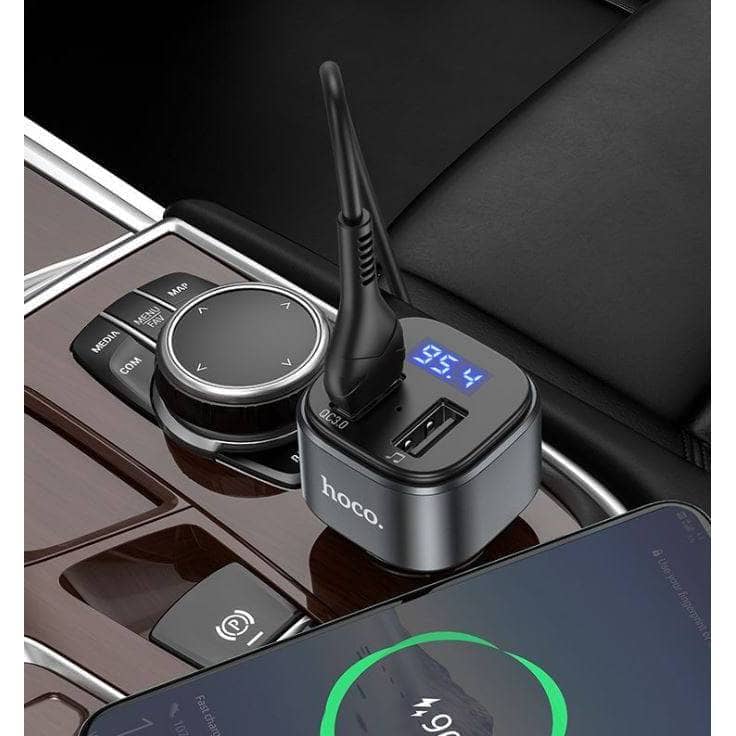 Hoco E67 QC3.0 Car Bluetooth MP3 FM Transmitter Charger - Black-bluetooth-Hoco-www.PhoneGuy.com.au