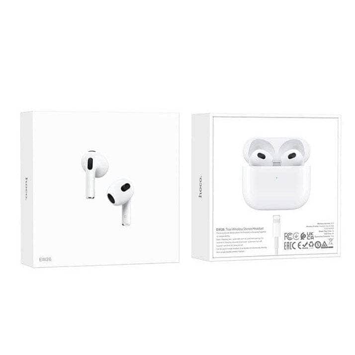 Hoco EW26 aSeries True Wireless Earphones 4h - White-Headphones > Wireless Headset-Hoco-www.PhoneGuy.com.au