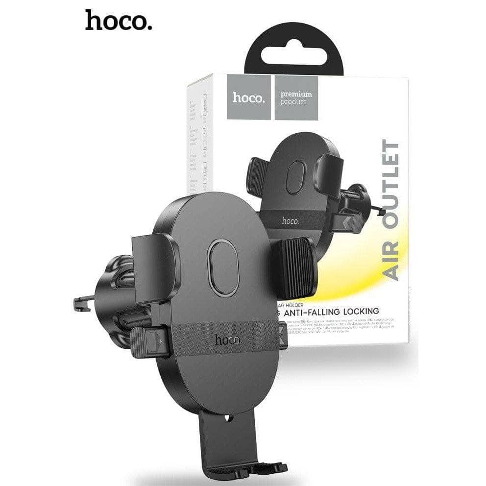 Hoco H18 Mighty One Button Air Outlet Car Holder - Black-Phone Accessories > Phone Holder-Case & Gear - phoneguy.com.au-www.PhoneGuy.com.au