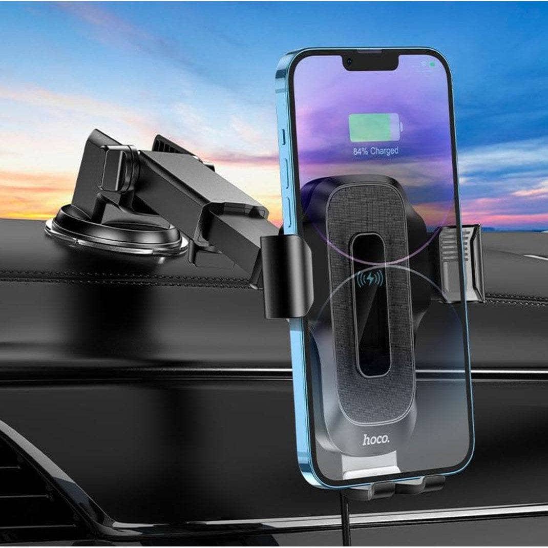 Hoco HW3 15W Fast Wireless Charger Center Console Car Holder - Black-Case & Gear - phoneguy.com.au-www.PhoneGuy.com.au