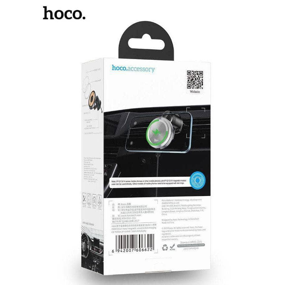 Hoco HW6 15W Vision Metal Magnetic Wireless Charging Air Vent Car Holder-Case & Gear - phoneguy.com.au-www.PhoneGuy.com.au