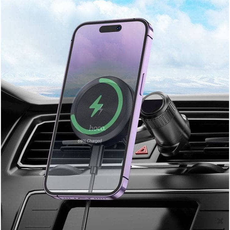 Hoco HW6 15W Vision Metal Magnetic Wireless Charging Air Vent Car Holder-Case & Gear - phoneguy.com.au-www.PhoneGuy.com.au