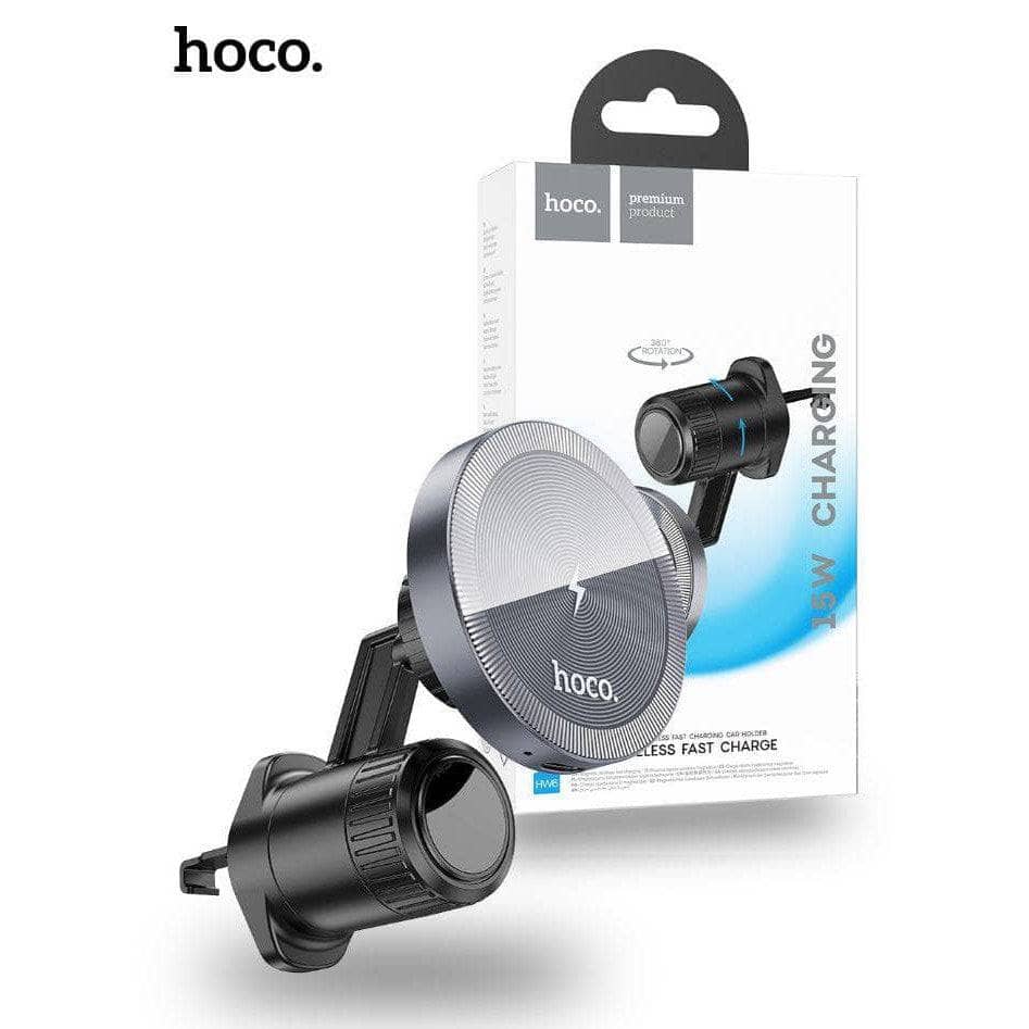 Hoco HW6 15W Vision Metal Magnetic Wireless Charging Air Vent Car Holder-Case & Gear - phoneguy.com.au-www.PhoneGuy.com.au