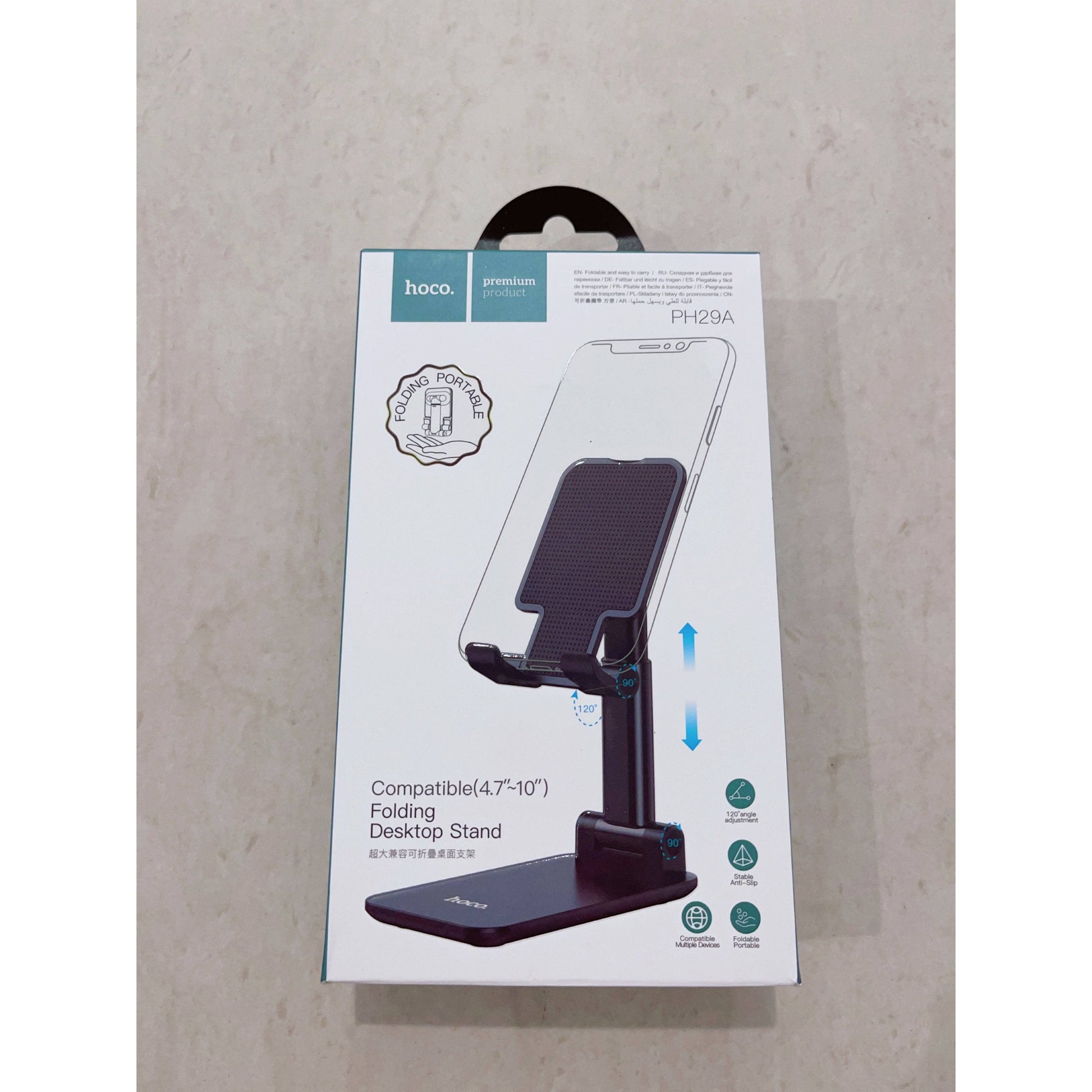 Hoco PH29A Phone Folding Desktop Stand - Black-Holder-Hoco-www.PhoneGuy.com.au