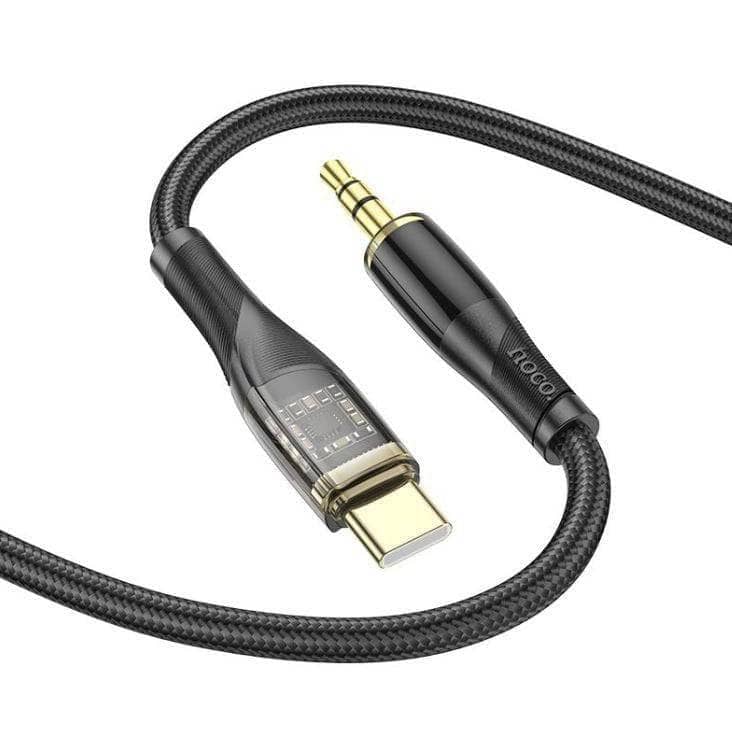 Hoco UPA25 USB-C to AUX 3.5mm durable Audio Cable - Black-Cable-hoco-www.PhoneGuy.com.au