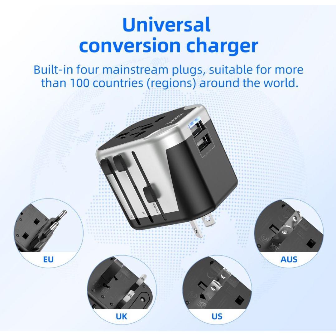 Hoco. AC5 Dual USB Universal Charger Adapter - Black-Case & Gear - phoneguy.com.au-www.PhoneGuy.com.au
