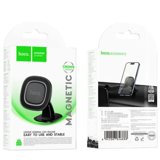 Hoco. H73 Crown magnetic car holder center console - black metal gray-Case & Gear - phoneguy.com.au-www.PhoneGuy.com.au