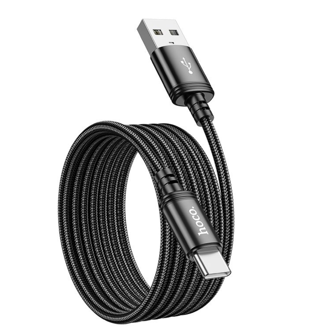 Hoco. X89 USB-A to USB-C Braided charging data cable 2 meter - black-Case & Gear - phoneguy.com.au-www.PhoneGuy.com.au