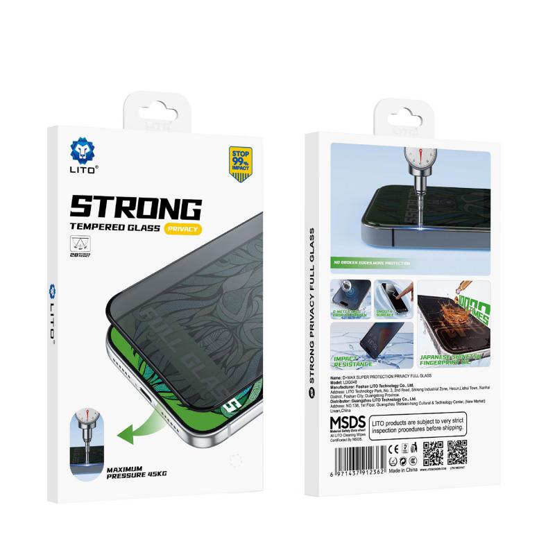 LITO LDG038 Strong Super Full Privacy Tempered Glass with Dust-proof Speaker Hole Protection for iPhone Duo - Black-Screen Protector-Case & Gear - phoneguy.com.au-www.PhoneGuy.com.au