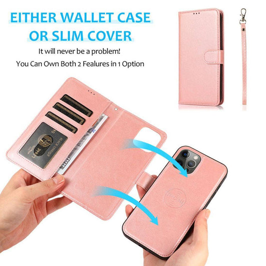 Magnetic Detachable PU Leather Flip Wallet Case for iPhone 13 Pro Max-Case & Gear - phoneguy.com.au-www.PhoneGuy.com.au