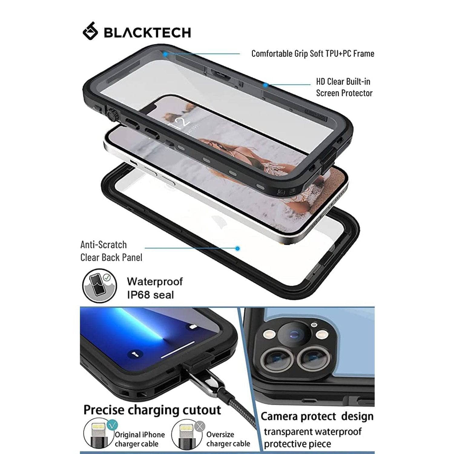 Redpepper WaterProof case for iPhone 16/ 15 / 14 Series-Phone Case-BLACKTECH-www.PhoneGuy.com.au