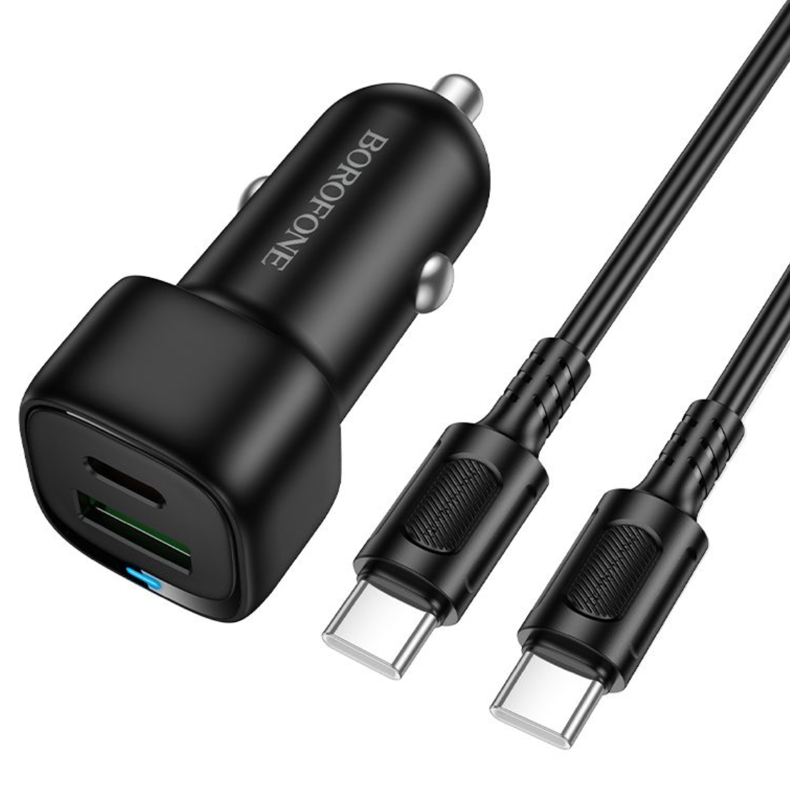Borofone BZ34B Cloud PD38W 1C1A car charger set USB-C to USB-C - Black