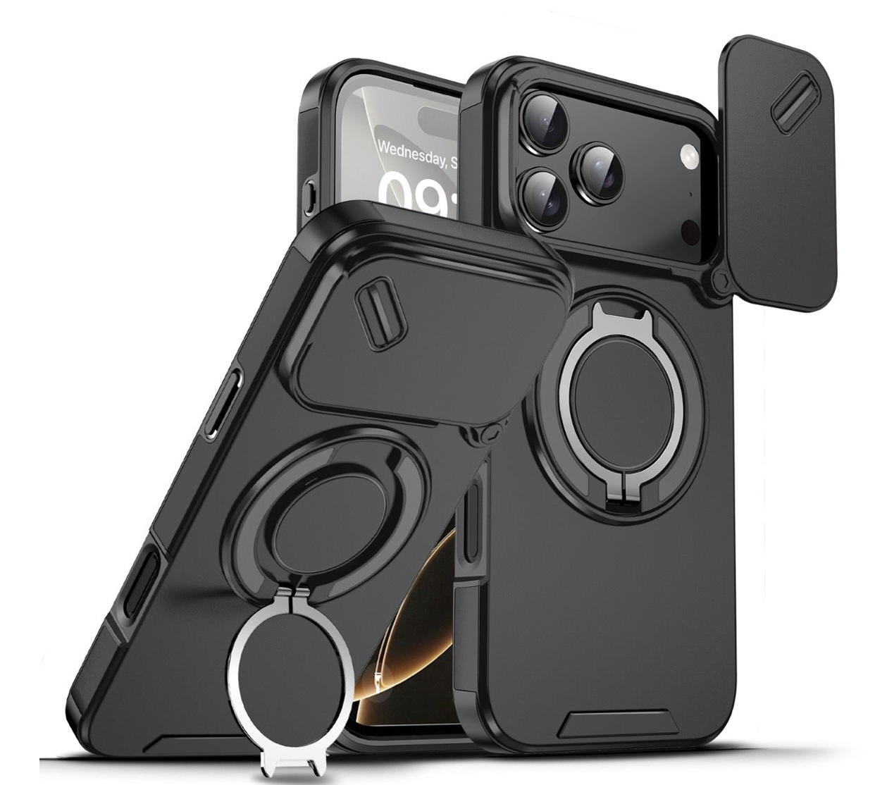 BLACKTECH Magnetic TitanRing Armor case for Samsung Galaxy S25 FE / S26 FE - Black