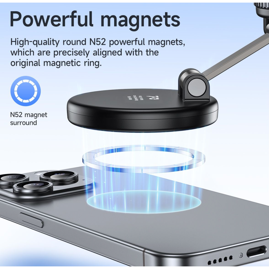 hoco. H86 manual suction magnetic Car holder universal (MagSafe Compatible) - Black-Case & Gear - phoneguy.com.au-www.PhoneGuy.com.au