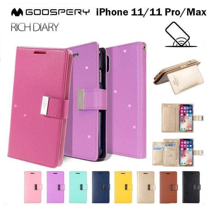 iPhone 11 / 11 Pro Goospery Rich Diary Extra Flip Wallet Case Cards Pockets Anti Shock-Phone Case-Goospery-www.PhoneGuy.com.au