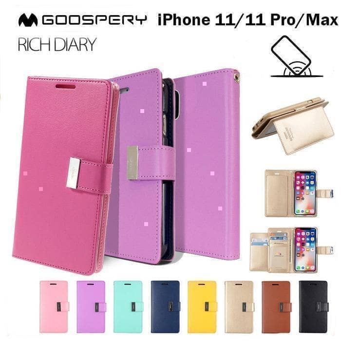 iPhone 11 Pro Goospery Rich Diary Extra Flip Wallet Case Cards Pockets Anti Shock-Phone Case-Goospery-www.PhoneGuy.com.au
