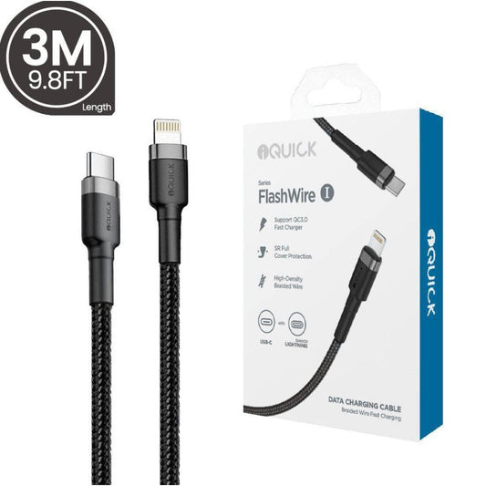 iQuick Braided USB-C to Lightning Fast Charging Cable-Case & Gear - phoneguy.com.au-www.PhoneGuy.com.au