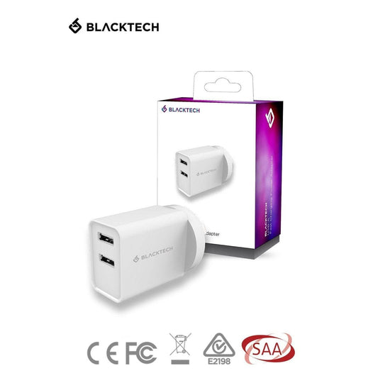 BLACKTECH 10.5w Double USB-A Fast Charing Power Adapter - SAA Approved-Wall Charger-BLACKTECH-www.PhoneGuy.com.au