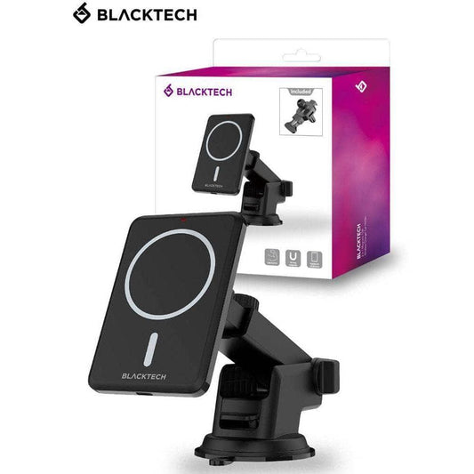 BLACKTECH 15W Magnetic 2 in 1 Wireless Charger Car Holder - Black-Car - Cradles & Holders|Charging - Wireless Chargers-blacktech-www.PhoneGuy.com.au