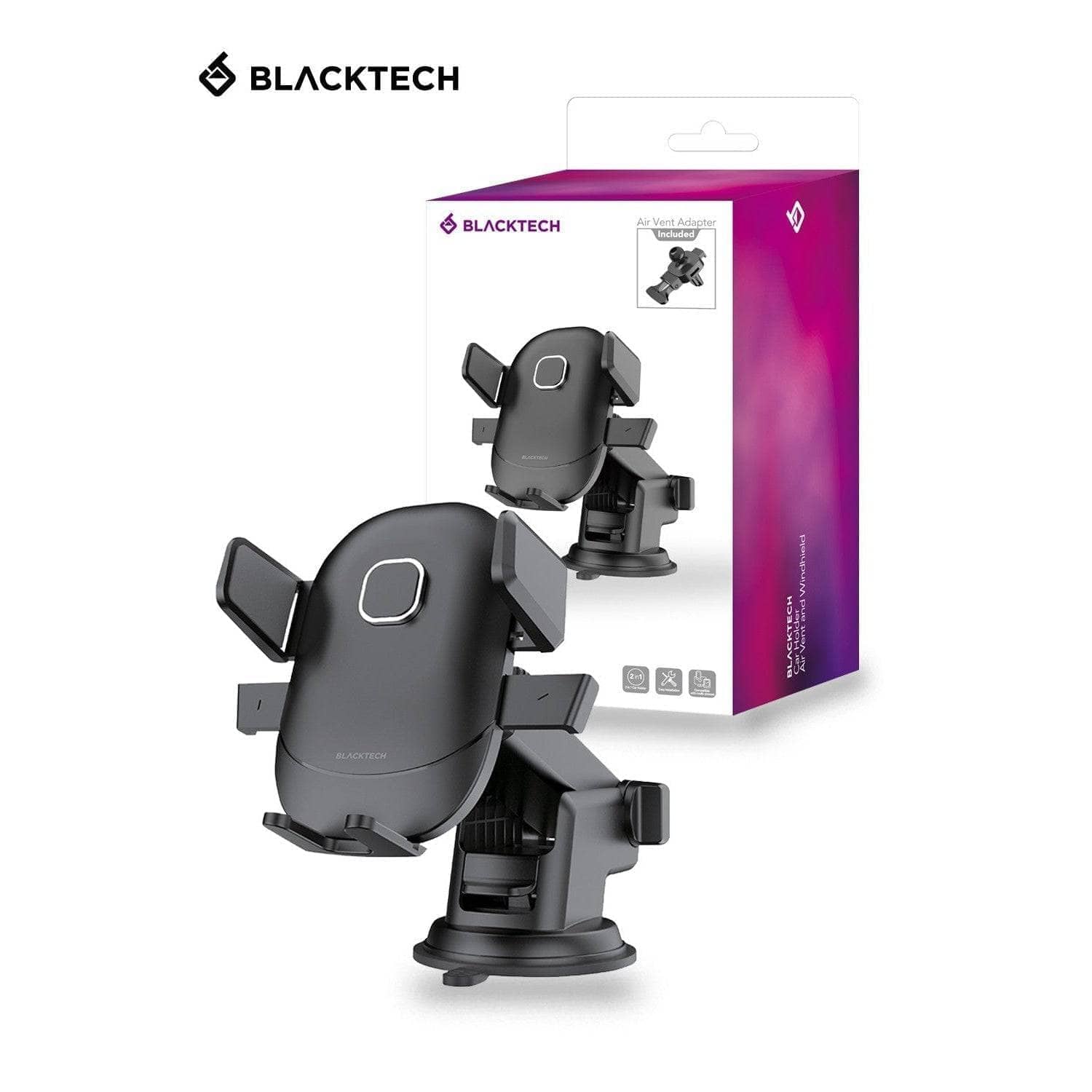 BLACKTECH 2 in 1 Air Vent and Windshield Car Holder - Black-Holder-BLACKTECH-www.PhoneGuy.com.au