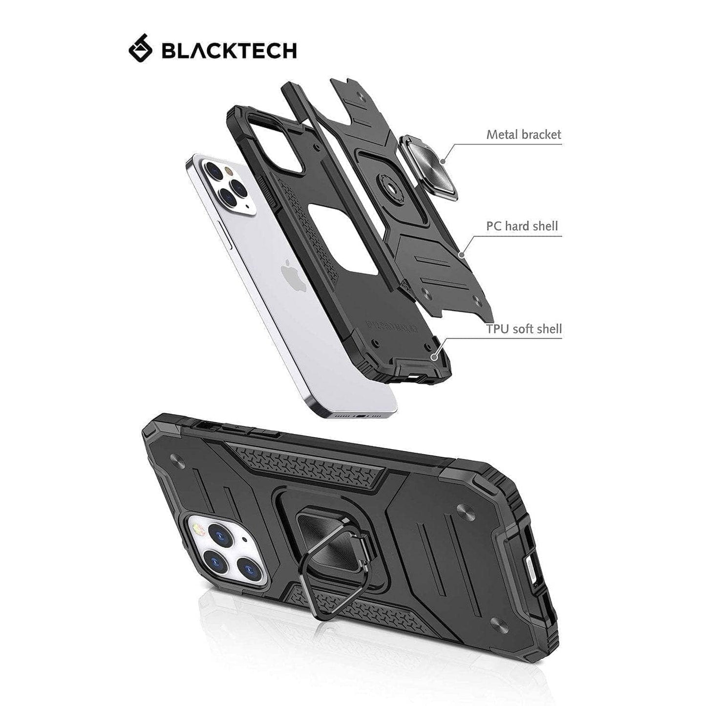 BLACKTECH Robot Magnet Case For iPhone 13/ 13 Pro Max - Black-Phone Case-BLACKTECH-www.PhoneGuy.com.au