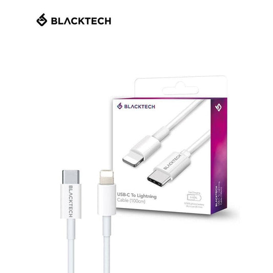 BLACKTECH USB-C To Lightning Cable 100cm 1 Meter White Charge and Sync-Cable-BLACKTECH-www.PhoneGuy.com.au