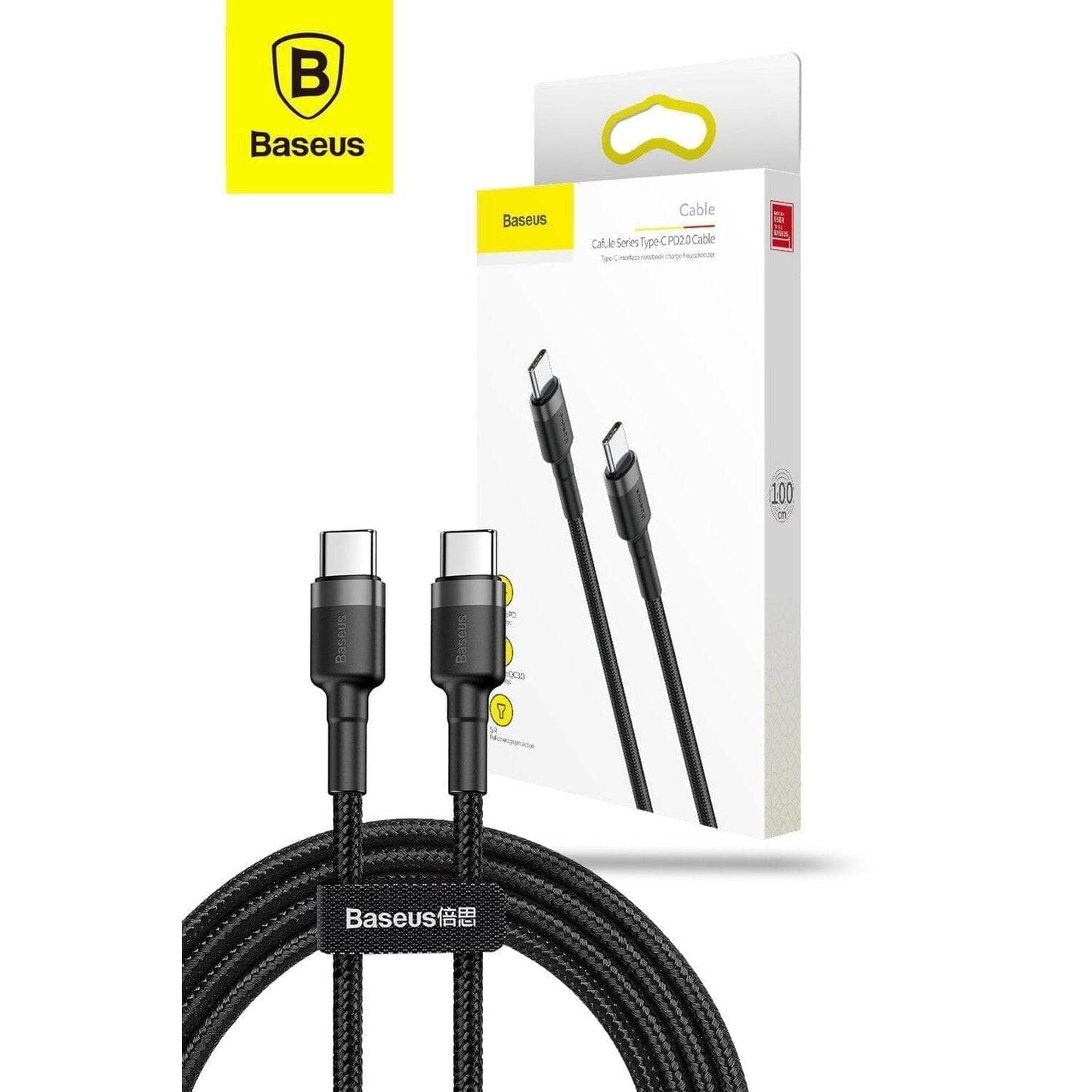 Baseus Cafule Tough Cable 1m 2m 3m Long (Grey Black)-Cable-Baseus-www.PhoneGuy.com.au