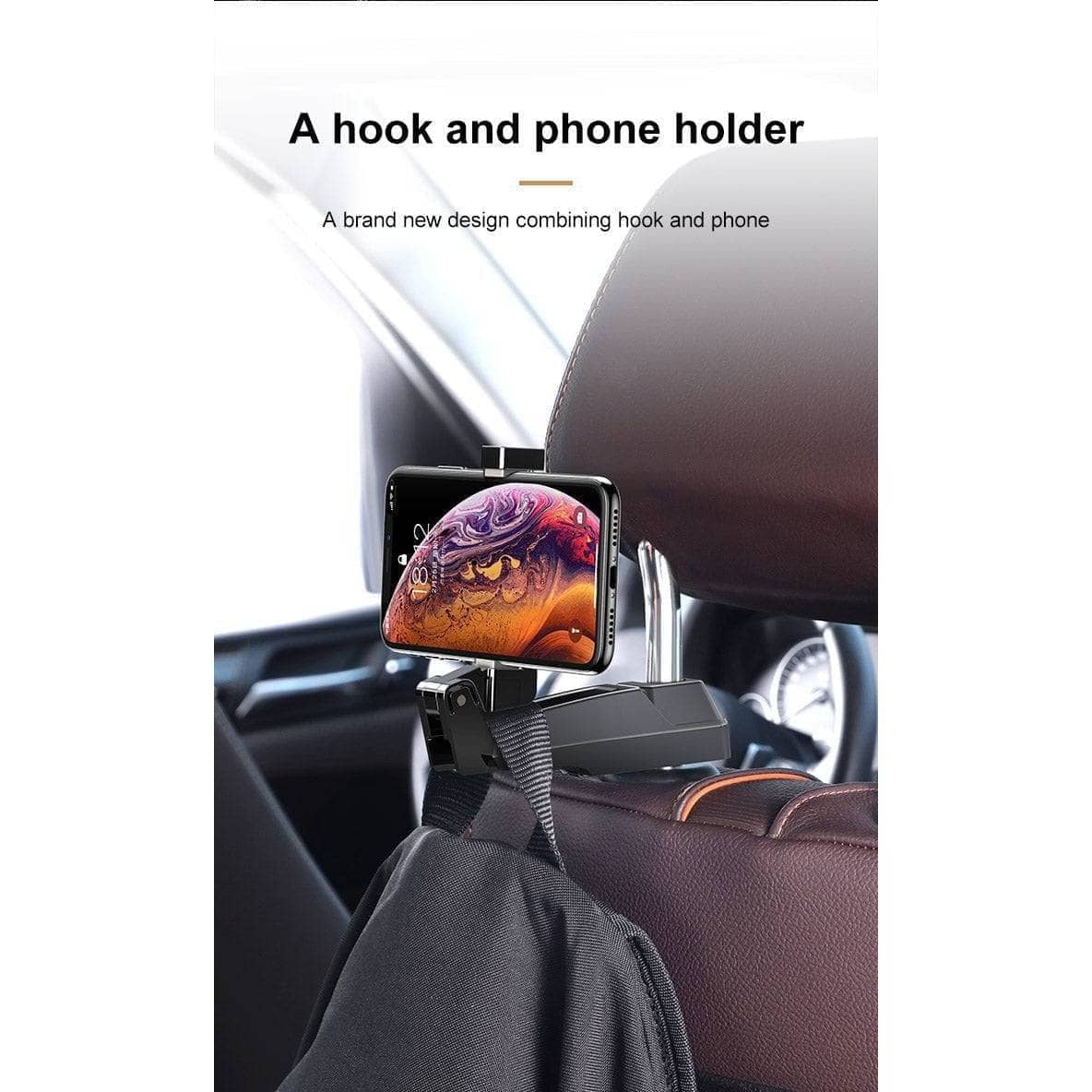 Baseus Car Phone Holder Headrest Hooks for iPhone Huawei Back Seat Hook Car Mount Holder Fastener Seat Back Organizer Bag Hanger-Mobile Phone Stands-Baseus-www.PhoneGuy.com.au