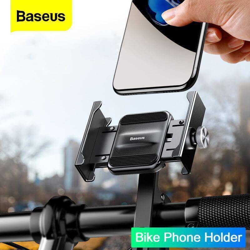 Baseus Motorcycle Bicycle Mount Aviation Alloy Mechanical Lock Secure Holder Black-Holders-Baseus-www.PhoneGuy.com.au