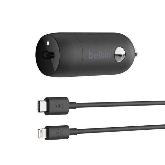Belkin 20W USB-C PD Car Charger + USB-C to Lightning Cable - For Apple Devices - Black-Charging - Car Chargers-BELKIN-www.PhoneGuy.com.au