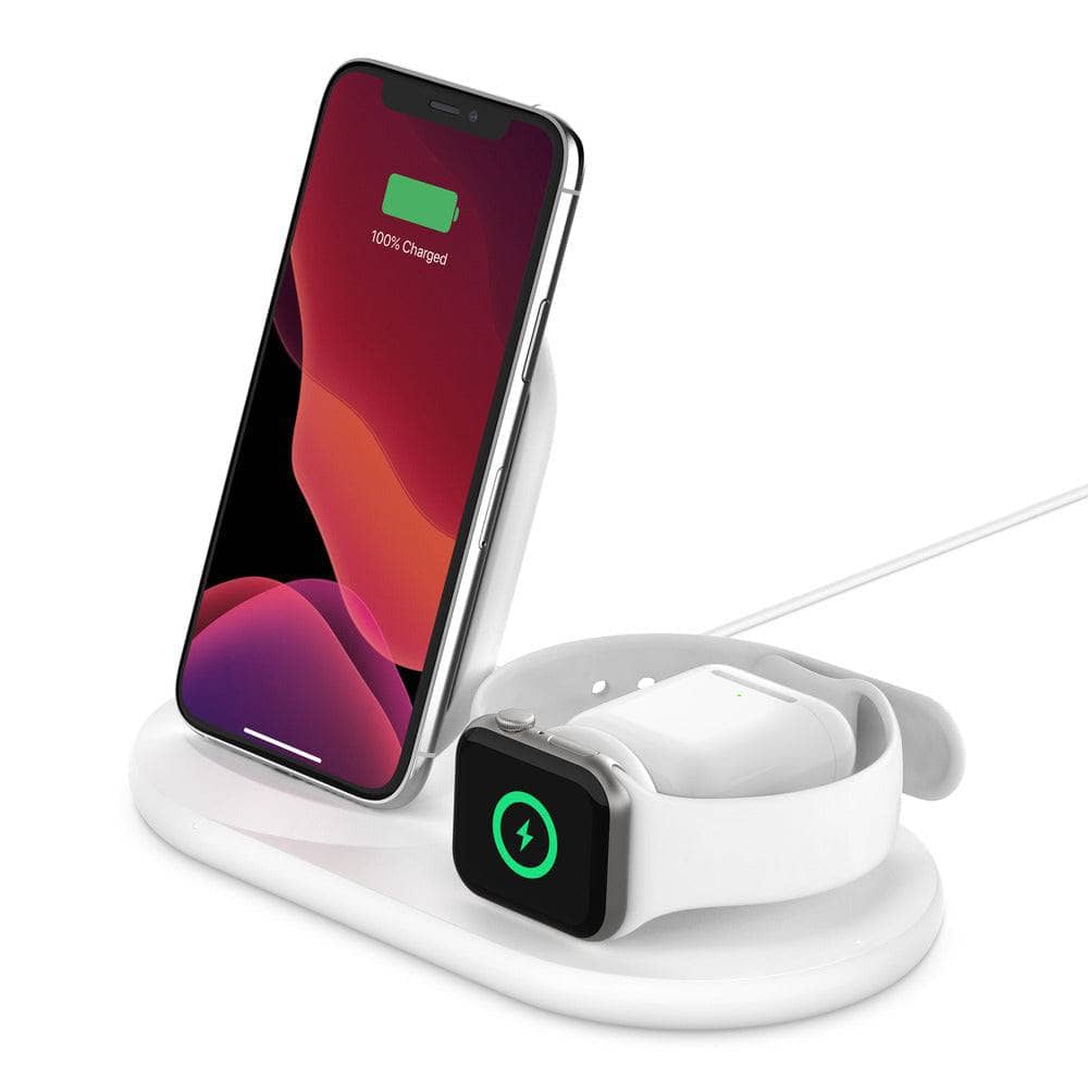 Belkin 3-in-1 Wireless Charger - With 10W Stand & Pad for Apple Watch & Airpods Pro-Charging - Wireless Chargers-BELKIN-www.PhoneGuy.com.au