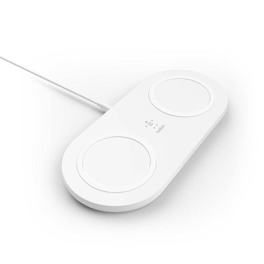 Belkin BOOST CHARGE Dual 15W Wireless Charging Pad - Universally compatible - White-Charging - Wireless Chargers-BELKIN-www.PhoneGuy.com.au