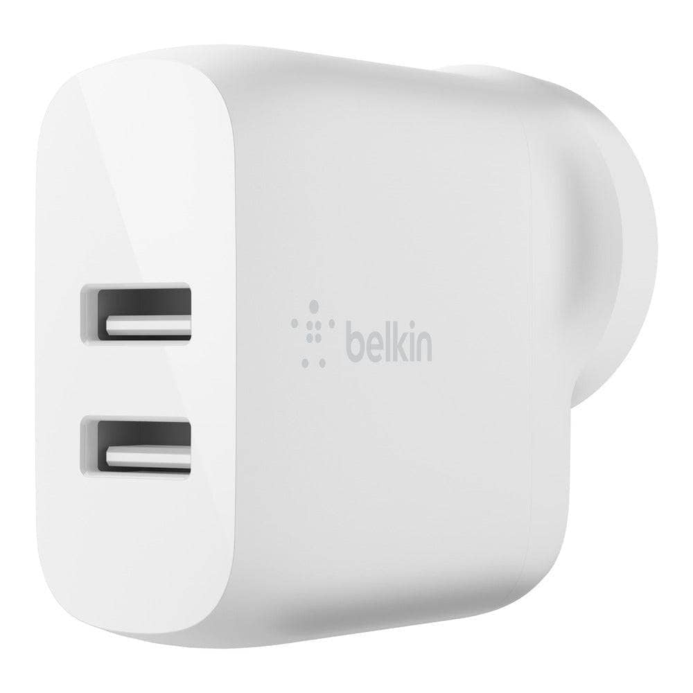 Belkin BOOSTCHARGE Dual USB-A Wall Charger 24W + Lightning to USB-A Cable - For Apple Devices - White-Charging - Wall Chargers-BELKIN-www.PhoneGuy.com.au