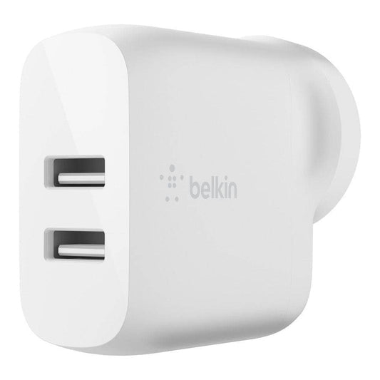 Belkin BOOSTCHARGE Dual USB-A Wall Charger 24W - Universally compatible - White-Charging - Wall Chargers-BELKIN-www.PhoneGuy.com.au