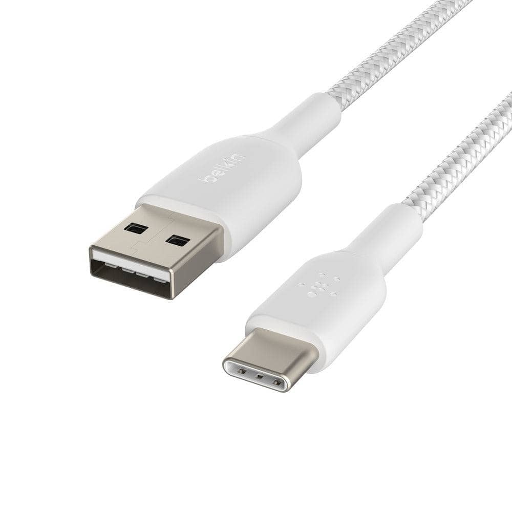 Belkin BoostCharge USB-A to USB-C Braided Cable 2m - Universally compatible - White-Charging - Cables-BELKIN-www.PhoneGuy.com.au