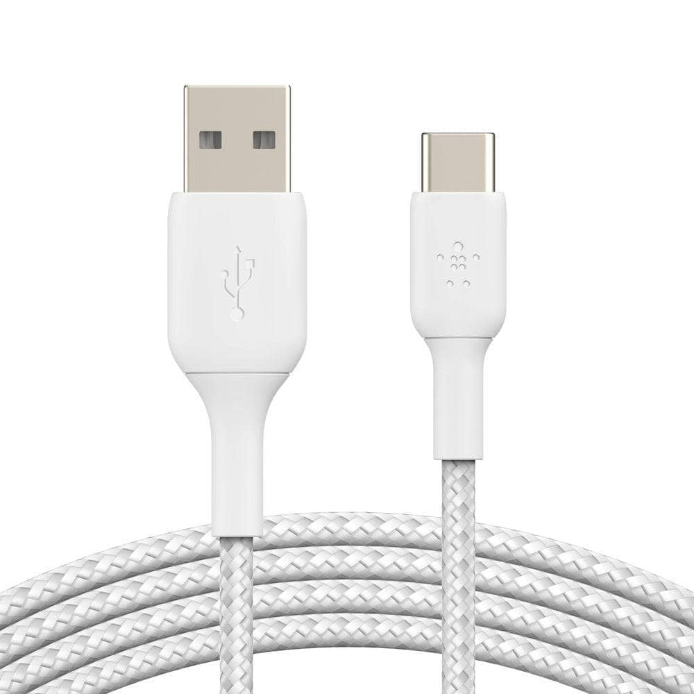 Belkin BoostCharge USB-A to USB-C Braided Cable 2m - Universally compatible - White-Charging - Cables-BELKIN-www.PhoneGuy.com.au