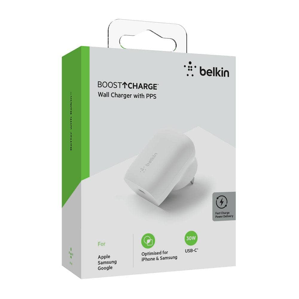 Belkin BoostUp 30W PPS Wall Charger - With USB-C PD - White-Charging - Wall Chargers-BELKIN-www.PhoneGuy.com.au