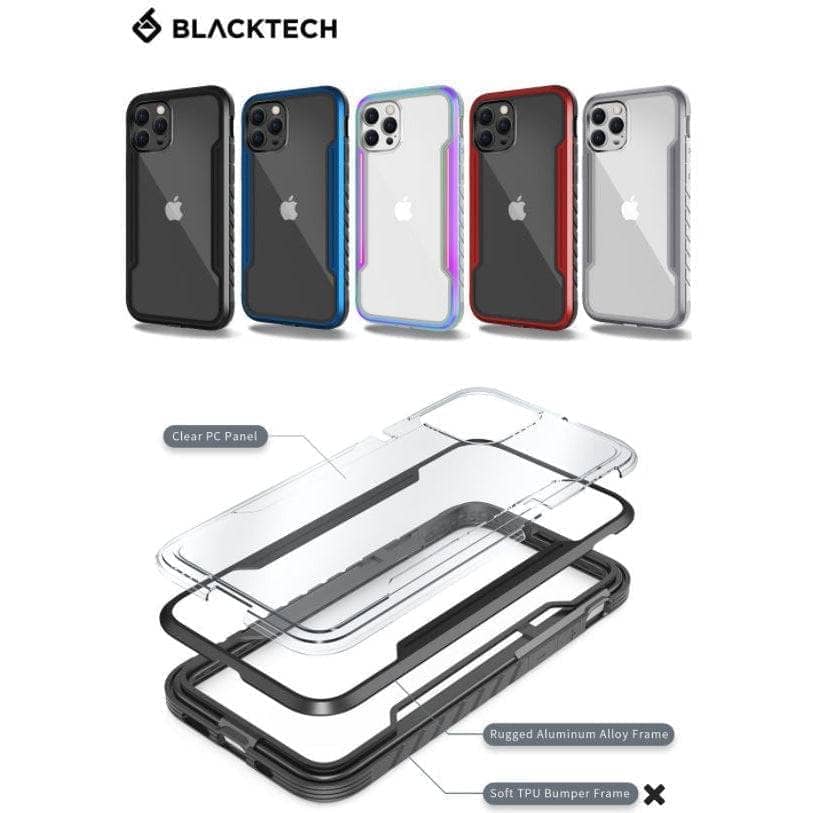 Blacktech Aluminum Frame Armour Case Anti Shock for iPhone 14 Pro Max-Phone Case-Blacktech-www.PhoneGuy.com.au