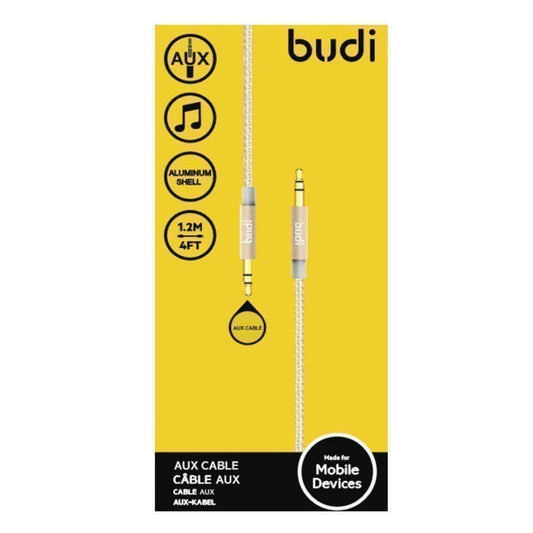 Budi 1.2m Aux Cable Audio Aluminium Shell Braided Car Music Headphone Connection 3.5mm-Audio-Budi-www.PhoneGuy.com.au