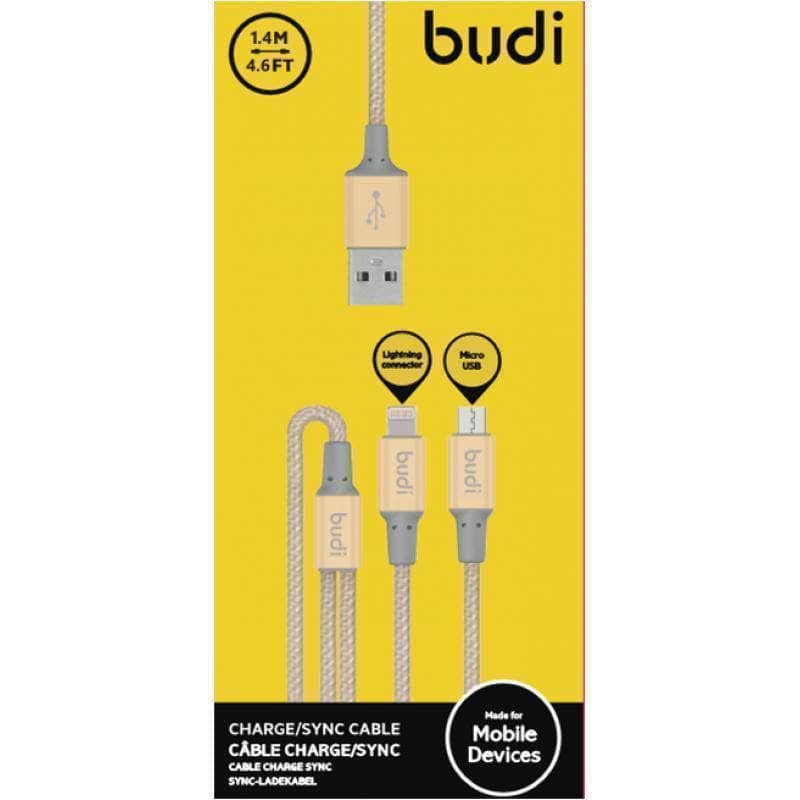 Budi 2 in 1 Cable 1.4M-Cable-Budi-www.PhoneGuy.com.au
