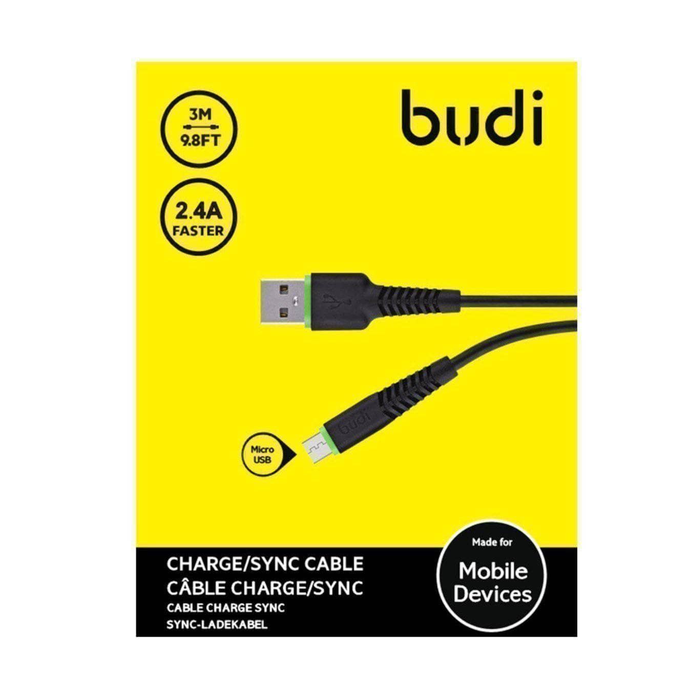 Budi 3 Meter Micro USB Cable Fast Charge Sync Flex Durable Extra Long-Cable-Budi-www.PhoneGuy.com.au