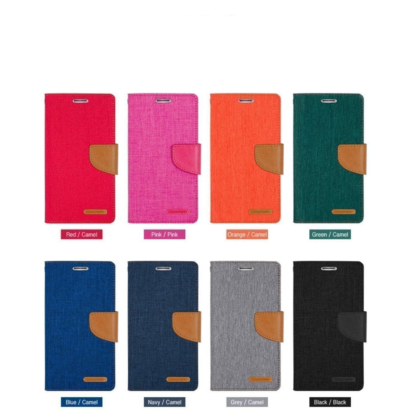 Denim Canvas Cover Leather Wallet Flip Card Case for iPhone 6S Plus/ 7/ 8 Plus-Phone Case-Goospery-www.PhoneGuy.com.au