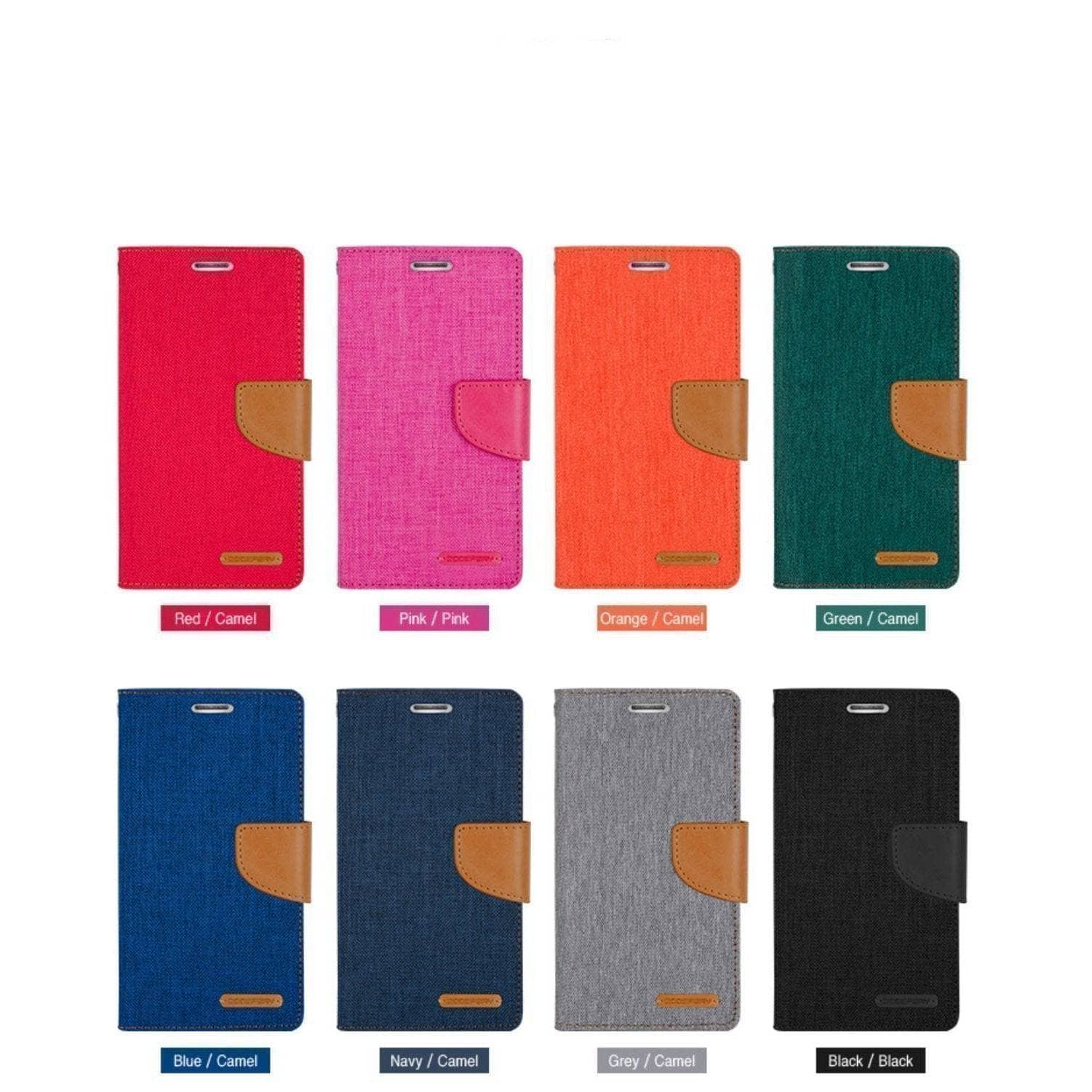 Denim Canvas Cover Leather Wallet Flip Card Case for iPhone 6S Plus/ 7/ 8 Plus-Phone Case-Goospery-www.PhoneGuy.com.au