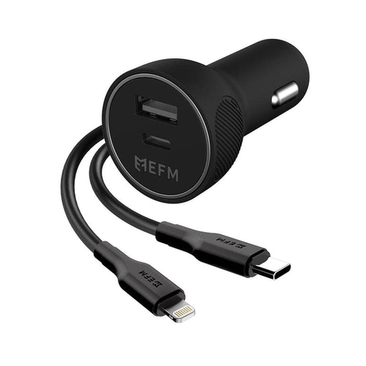 EFM 39W Dual Port Car Charger - With Type C to Apple Lightning Cable-Car - Car Chargers|Charging - Car Chargers-EFM-www.PhoneGuy.com.au