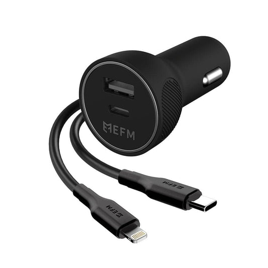 EFM 57W Dual Port Car Charger - With Type C to Apple Lightning Cable-Car - Car Chargers-EFM-www.PhoneGuy.com.au