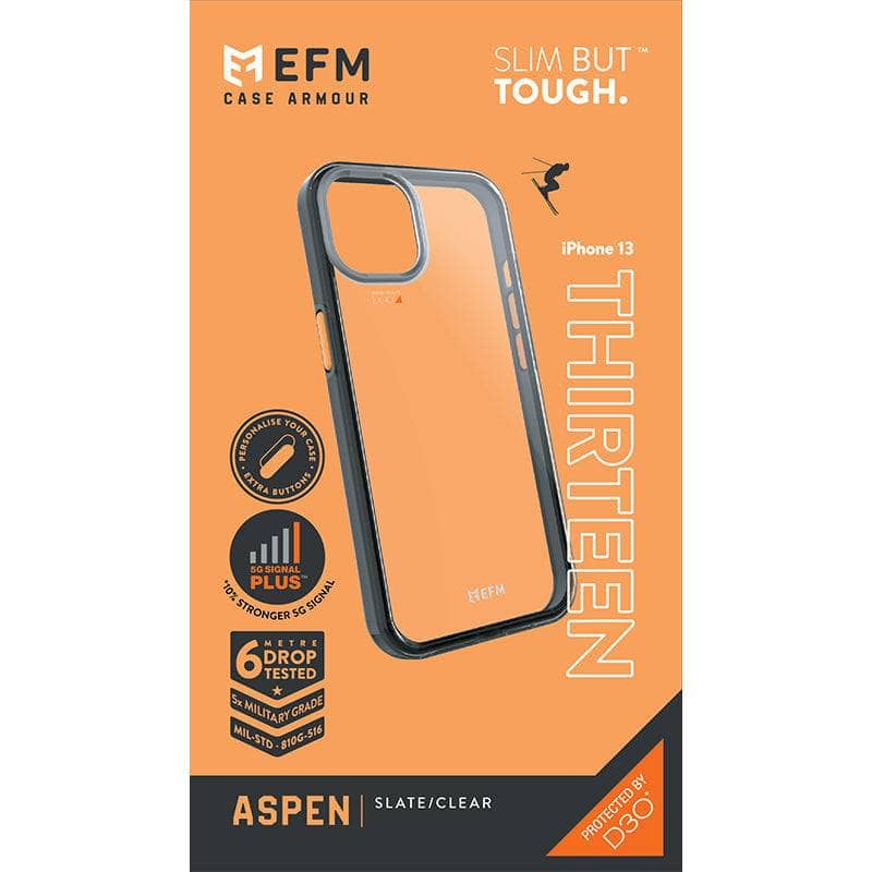EFM Aspen Case Armour with D3O 5G Signal Plus - For iPhone 13 (6.1") - Slate Clear-Cases - Cases-EFM-www.PhoneGuy.com.au