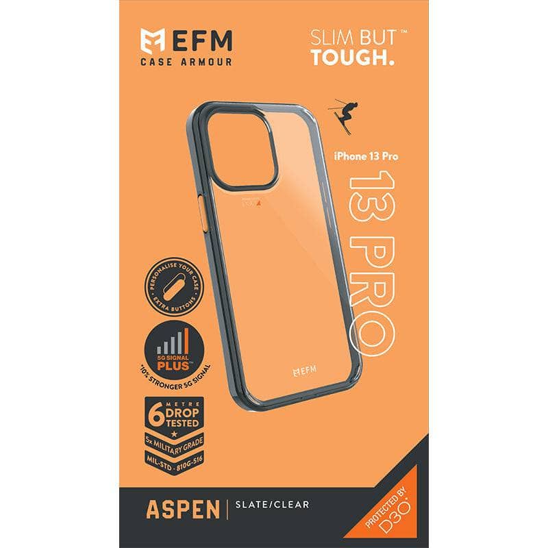 EFM Aspen Case Armour with D3O 5G Signal Plus - For iPhone 13 Pro (6.1" Pro) - Slate Clear-Cases - Cases-EFM-www.PhoneGuy.com.au