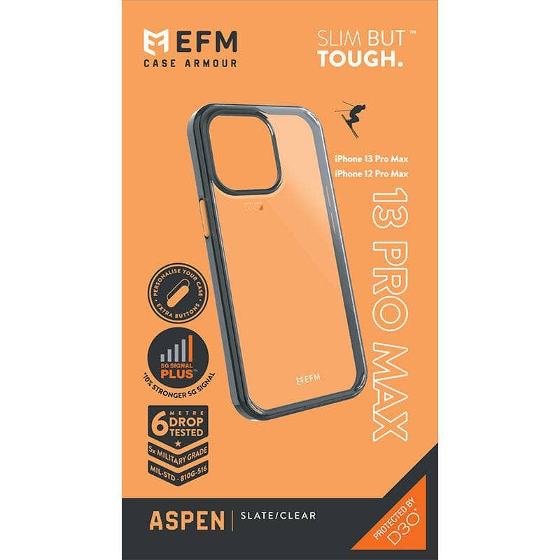 EFM Aspen Case Armour with D3O 5G Signal Plus - For iPhone 13 Pro Max (6.7") - Slate Clear-Cases - Cases-EFM-www.PhoneGuy.com.au