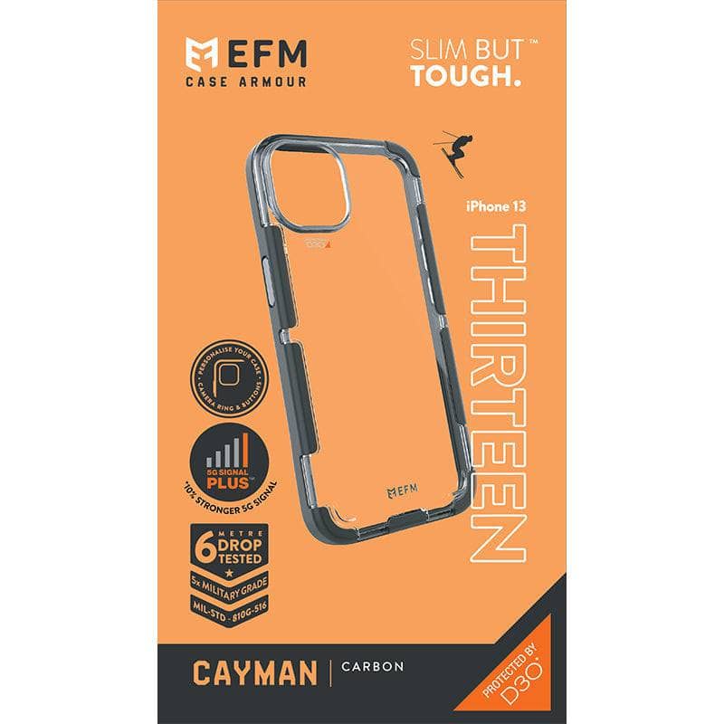 EFM Cayman Case Armour with D3O 5G Signal Plus - For iPhone 13 (6.1") - Carbon-Cases - Cases-EFM-www.PhoneGuy.com.au