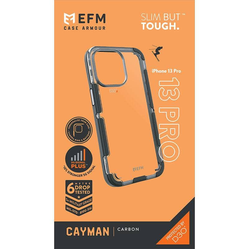 EFM Cayman Case Armour with D3O 5G Signal Plus - For iPhone 13 Pro (6.1" Pro) - Carbon-Cases - Cases-EFM-www.PhoneGuy.com.au